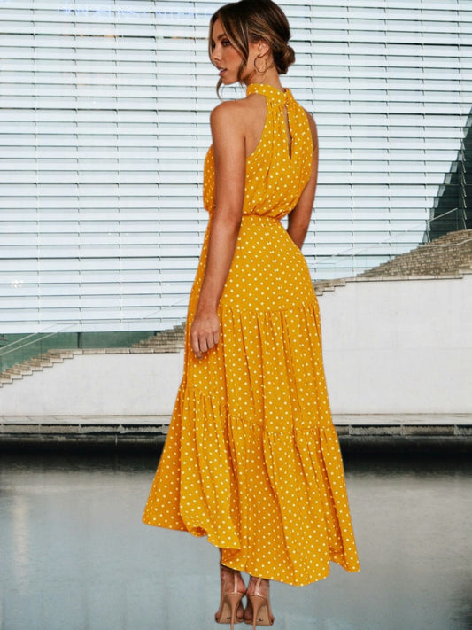 MW | Verspieltes Midi-Kleid mit Polka-Dots und Taillengürtel