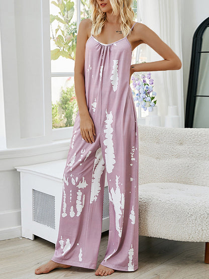 MW | Floral Krawattengürtel Läufer Ärmel Schlitz Jumpsuit