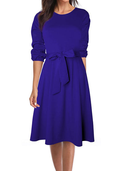 MW | Elegante Arbeit Mantel Langarm Midikleid