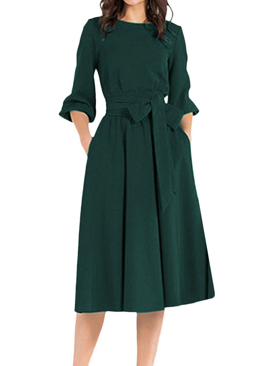 MW | Elegante Arbeit Mantel Langarm Midikleid