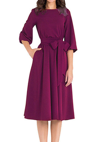MW | Elegante Arbeit Mantel Langarm Midikleid
