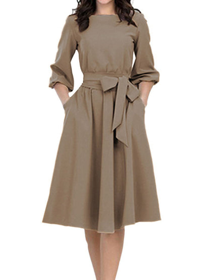 MW | Elegante Arbeit Mantel Langarm Midikleid