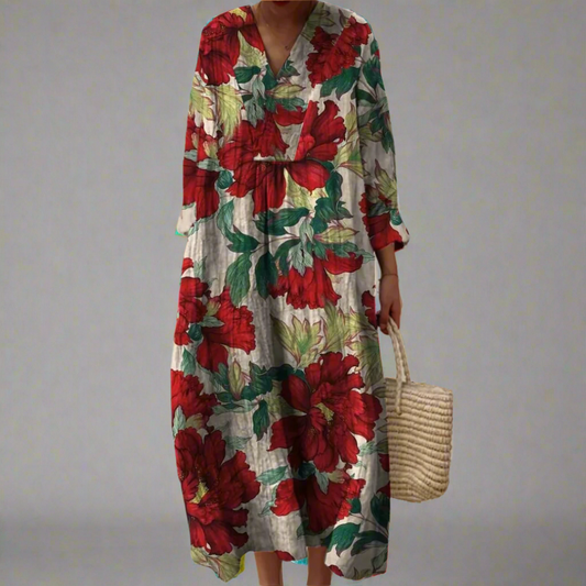 MW | Bold Peony Print Lässiges Maxikleid