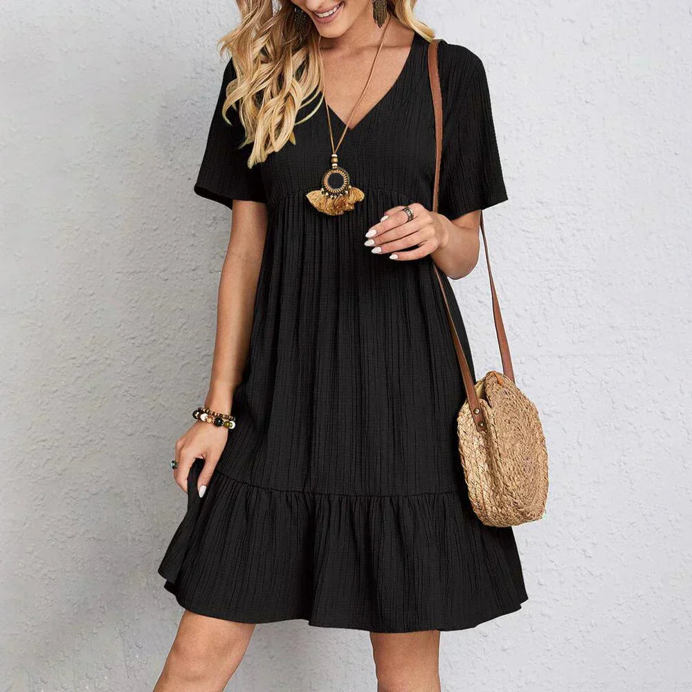 MW | Boho Chic Minikleid mit Rüschensaum