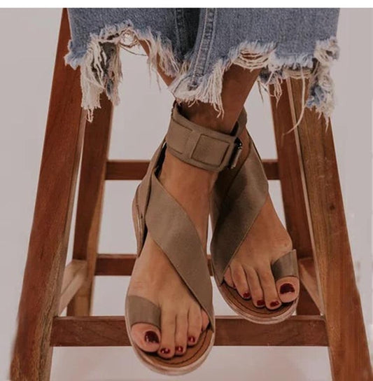1+1 FREE: MW | Kreuzriemen-Knöchelwickel-Zehenring-Sandalen