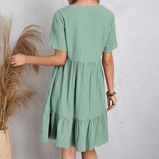 MW | Boho Chic Minikleid mit Rüschensaum
