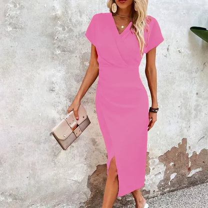 MW | lässiges kurzes minikleid mit v-ausschnitt für damen