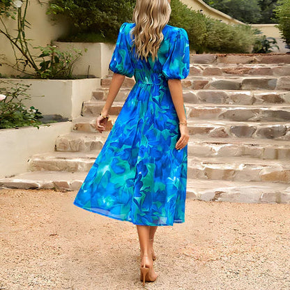MW | Vintage Glam Laternenärmel Midikleid