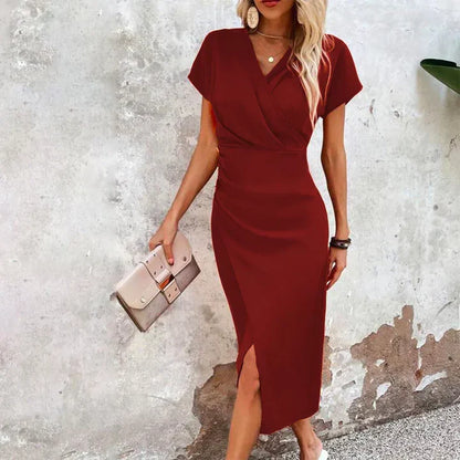 MW | lässiges kurzes minikleid mit v-ausschnitt für damen