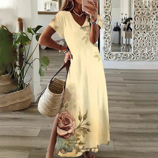 MW | Sunflower Print Floral Graphic Kleider für Frauen Plus Größe Elegantes Midi Kleid