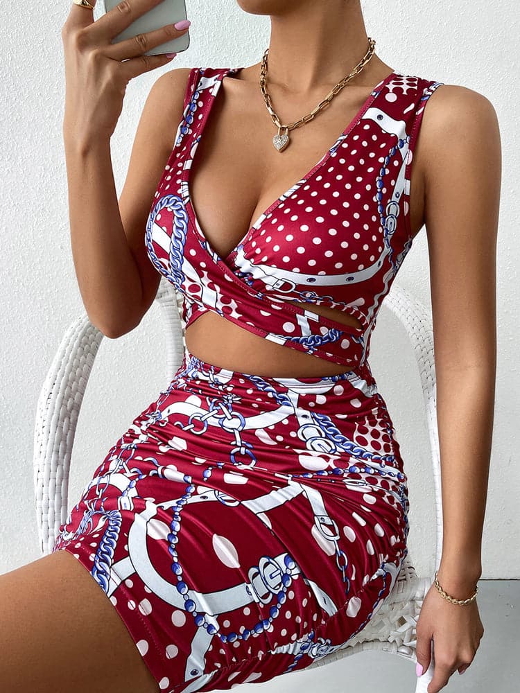 MW | Sexy ärmelloses tiefes V Ausschnitt Party Minikleid