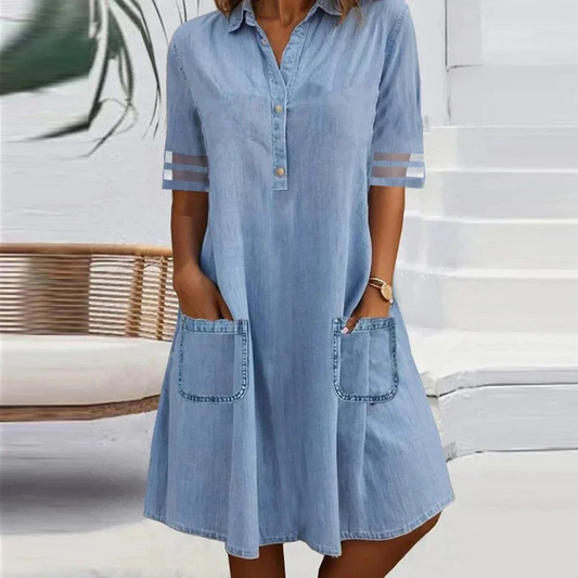 MW | Denim-Minikleid mit Seitentaschen