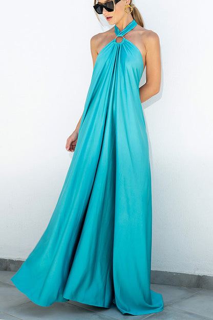 MW | Elegant und fabelhaft Satin Halter Rückenfrei Party / Berufung Maxi Kleid