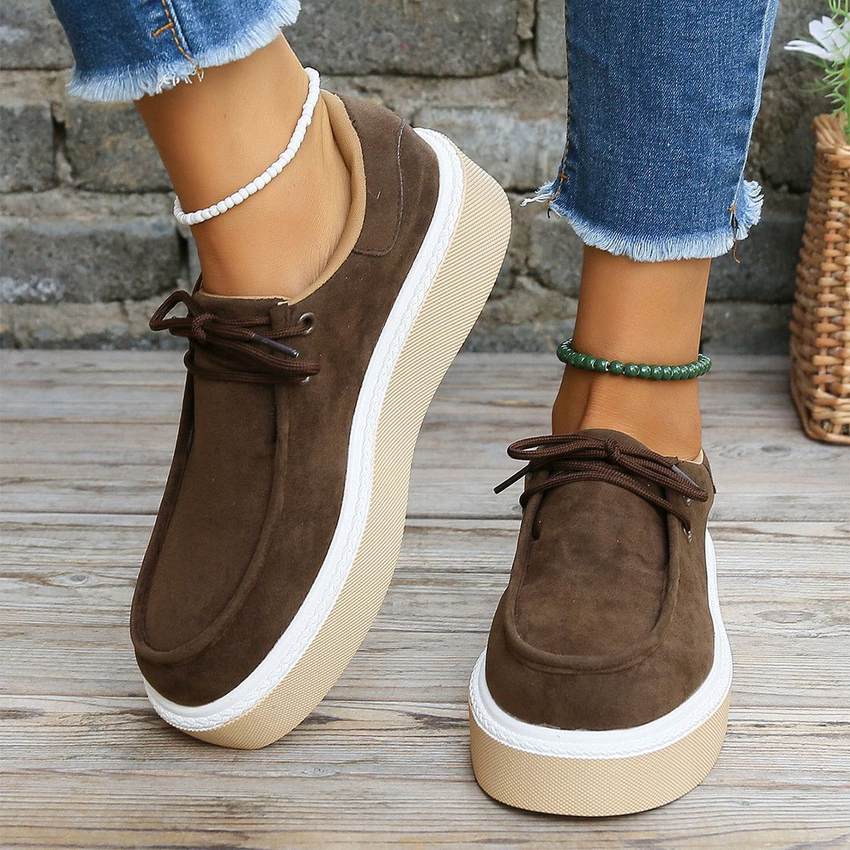 MW | Womens Lace-Up Flats mit dicker Sohle Sneakers