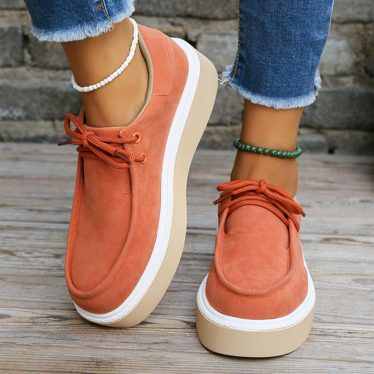 MW | Womens Lace-Up Flats mit dicker Sohle Sneakers