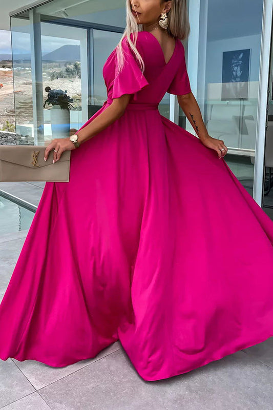 MW | Call Me Confident Glitter Fabric Belted Slit Maxikleid