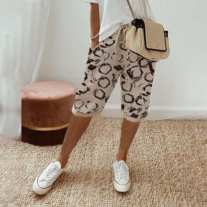 MW | Bermudashorts mit Blumendruck und Kordelzug
