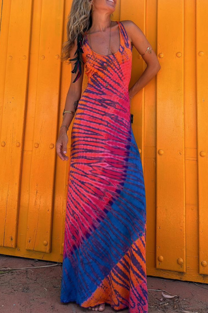 MW | Kreuz Rücken Stretch Maxi Kleid