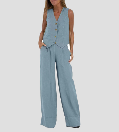 MW | Geknöpfte Weste & Hose mit weitem Bein Set