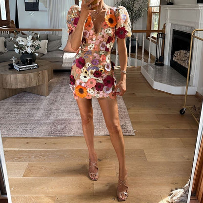 MW | Lina - Geblümtes Minikleid mit Puffärmeln