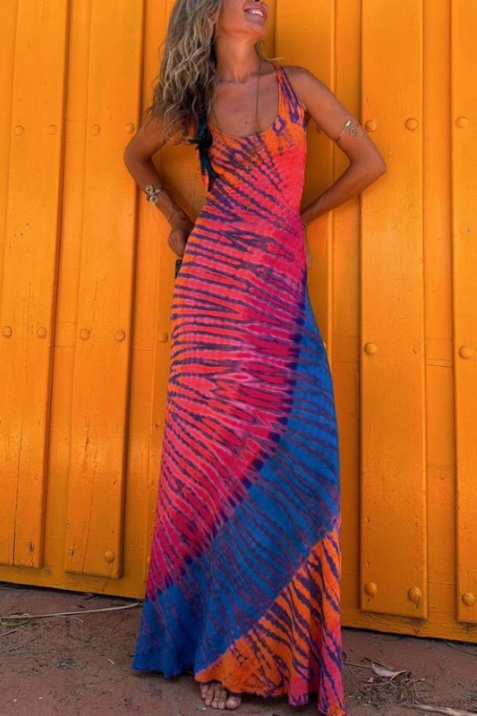 MW | Kreuz Rücken Stretch Maxi Kleid