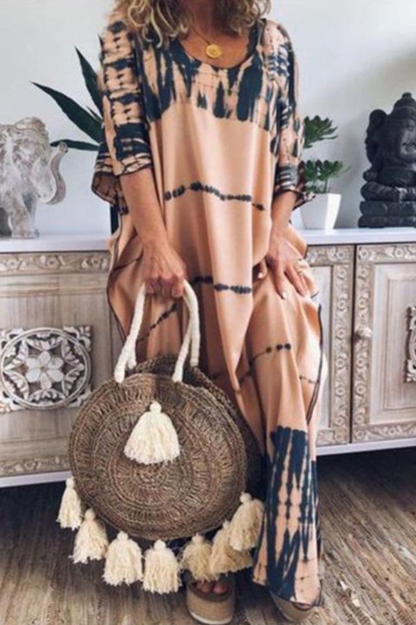 MW | Locker bedrucktes Maxikleid mit Rundhalsausschnitt