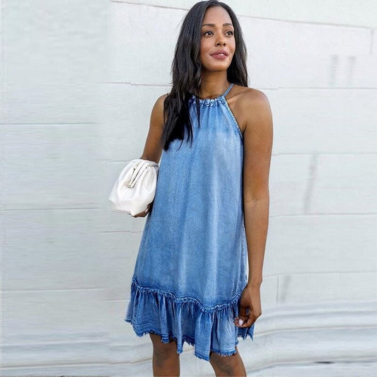 MW | Bohème-Stil ärmelloses Minikleid für lässige Sommer-Looks