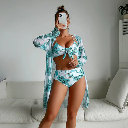 MW | Eleganter Sommer-Bikini mit hoher Taille und Blumenmuster
