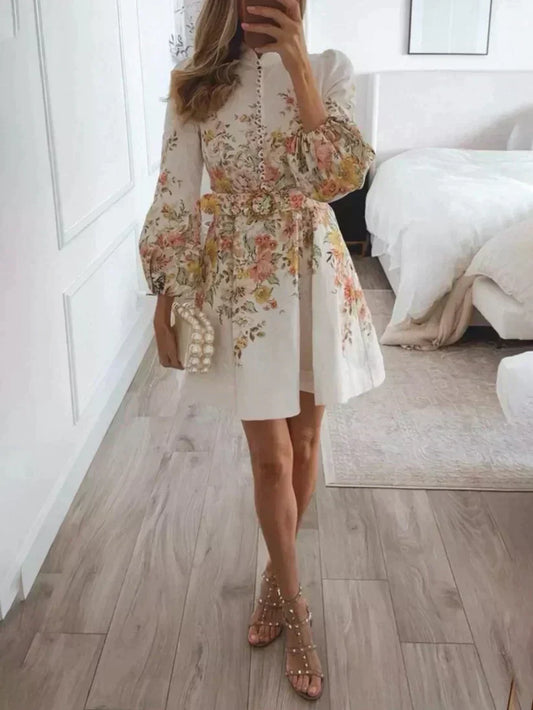 MW | Bedrucktes Minikleid mit Knopfleiste