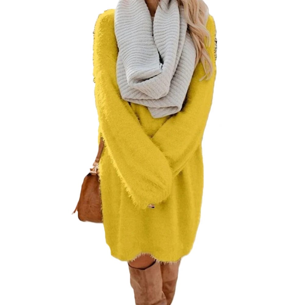 MW | Gestricktes Minikleid mit Pullover-Stil