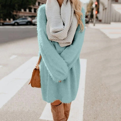 MW | Gestricktes Minikleid mit Pullover-Stil