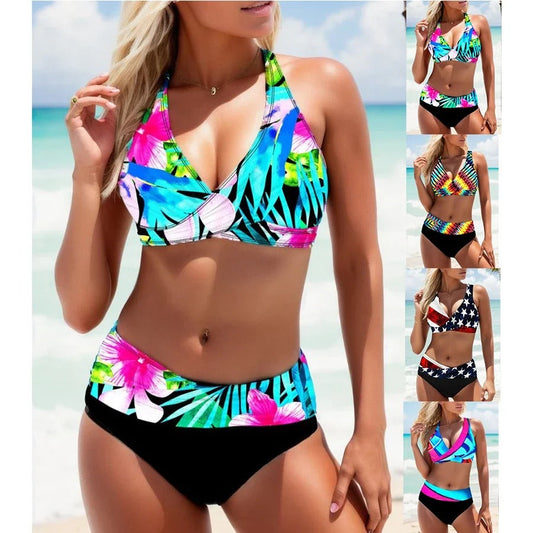 MW | Mehrfarbiger Bikini mit Seitenbändern