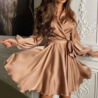 MW | Sexy Satin Schärpen A Line Minikleid