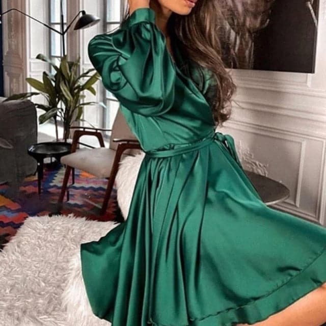 MW | Sexy Satin Schärpen A Line Minikleid