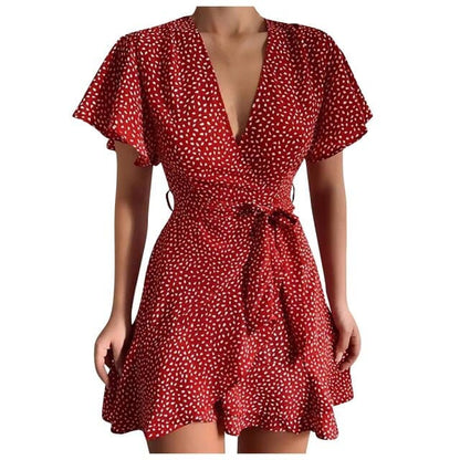 MW | Kurzes Vintage-Minikleid mit Schmetterlingsärmeln