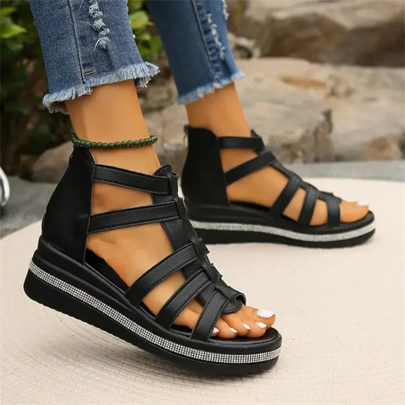 1+1 FREE: MW | Mit Strass besetzte Keilsandalen