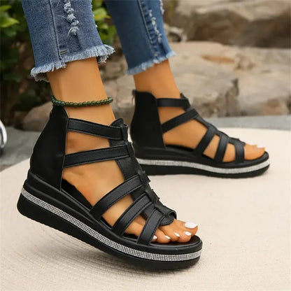 1+1 FREE: MW | Mit Strass besetzte Keilsandalen
