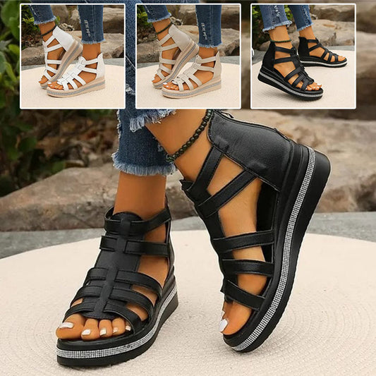 1+1 FREE: MW | Mit Strass besetzte Keilsandalen