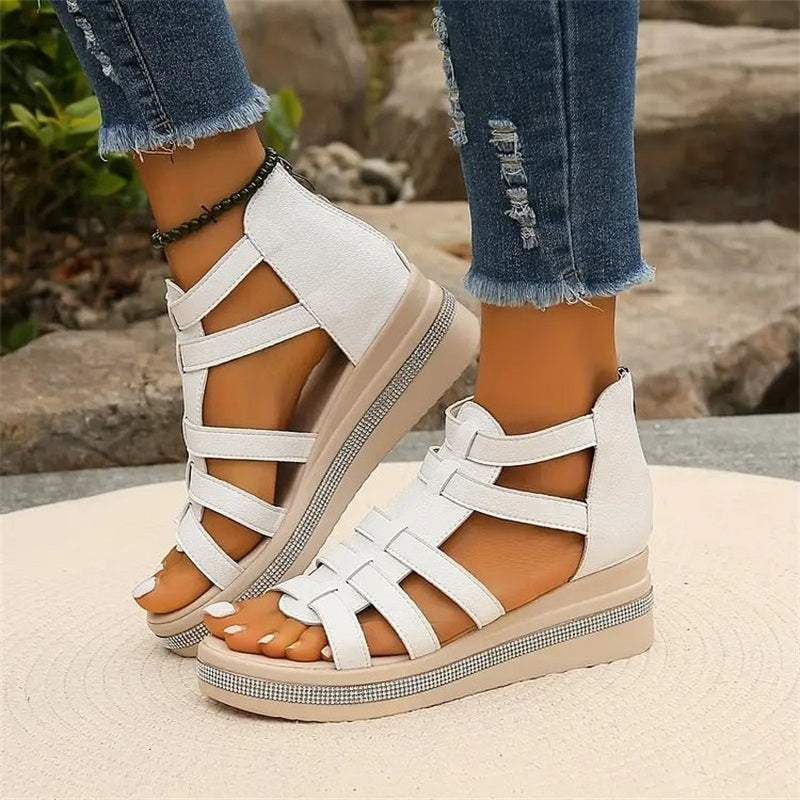 1+1 FREE: MW | Mit Strass besetzte Keilsandalen