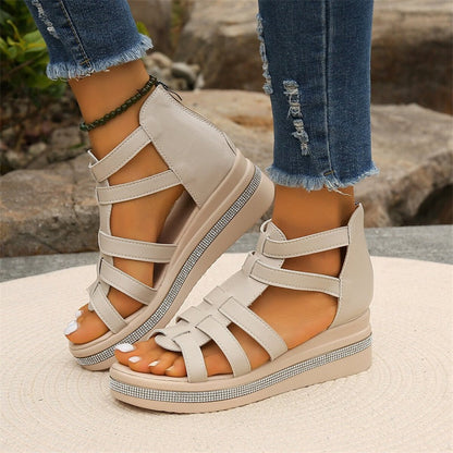 1+1 FREE: MW | Mit Strass besetzte Keilsandalen