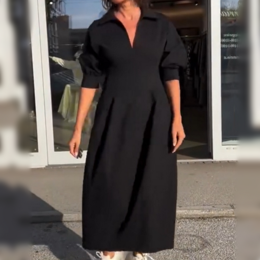MW | Elegantes Midikleid mit Revers und V-Ausschnitt