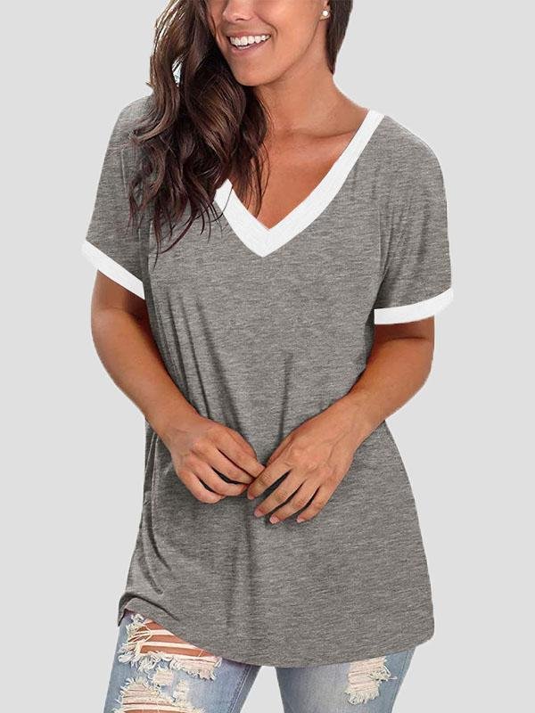 MW | V-Ausschnitt Kurzarm Freizeit-T-Shirts