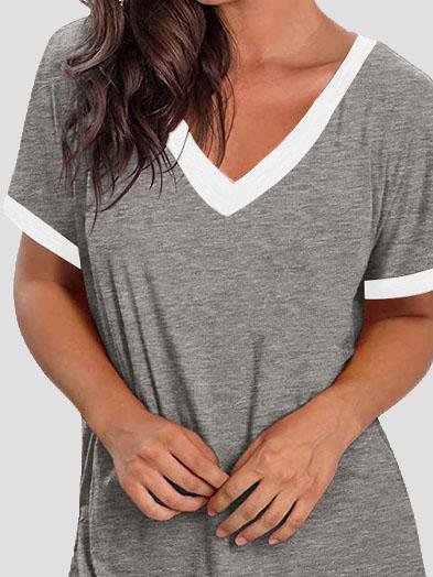 MW | V-Ausschnitt Kurzarm Freizeit-T-Shirts