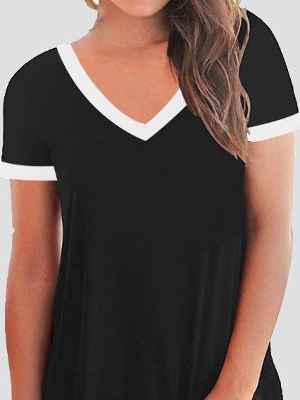 MW | V-Ausschnitt Kurzarm Freizeit-T-Shirts