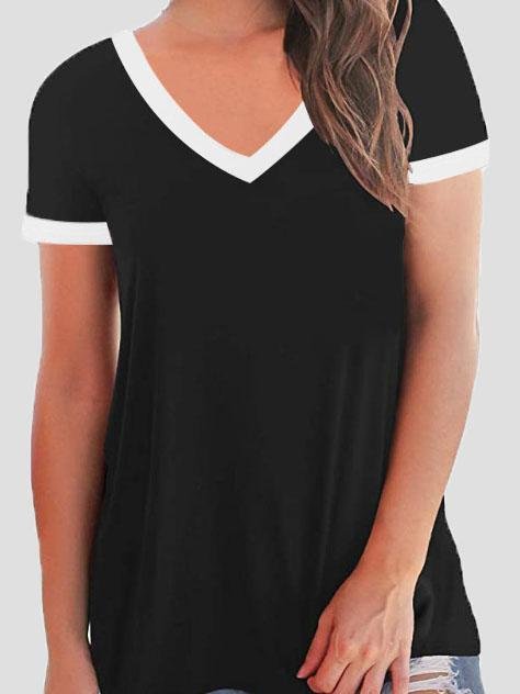 MW | V-Ausschnitt Kurzarm Freizeit-T-Shirts