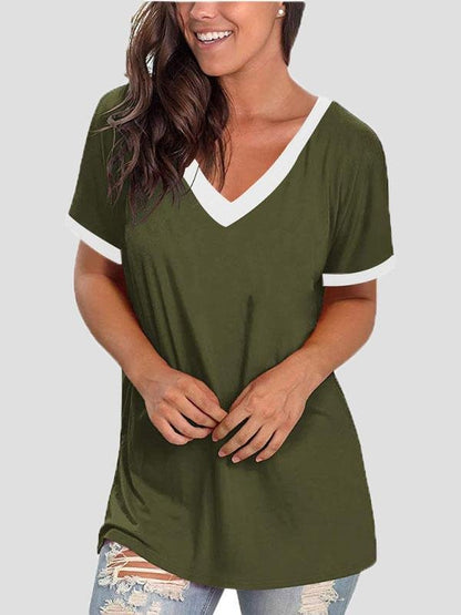 MW | V-Ausschnitt Kurzarm Freizeit-T-Shirts
