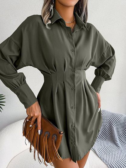 MW | Laternenärmel Asymmetrisches Minikleid mit Taille